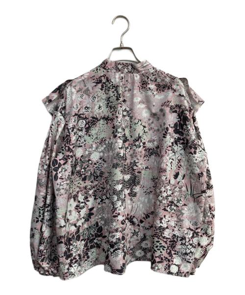 SEVEN TEN by MIHO KAWAHITO（セブン テン バイ ミホ カワヒト）SEVEN TEN by MIHO KAWAHITO (セブン テン バイ ミホ カワヒト) プリントフリルブラウス　7A106 ピンク サイズ:Mの古着・服飾アイテム