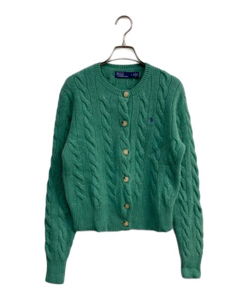 POLO RALPH LAUREN（ポロ・ラルフローレン）POLO RALPH LAUREN (ポロ・ラルフローレン) カシミヤ混ケーブルニットカーディガン グリーン サイズ:Mの古着・服飾アイテム