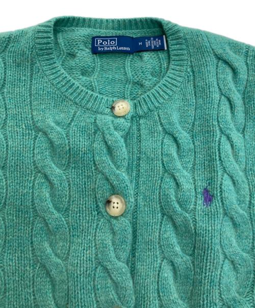 POLO RALPH LAUREN（ポロ・ラルフローレン）POLO RALPH LAUREN (ポロ・ラルフローレン) カシミヤ混ケーブルニットカーディガン グリーン サイズ:Mの古着・服飾アイテム