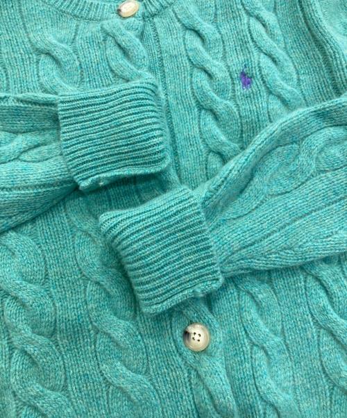 POLO RALPH LAUREN（ポロ・ラルフローレン）POLO RALPH LAUREN (ポロ・ラルフローレン) カシミヤ混ケーブルニットカーディガン グリーン サイズ:Mの古着・服飾アイテム
