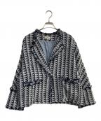 IENAイエナ）の古着「＆NAVY ブルーツイードジャケット　24010900202010」｜ブルー×ホワイト
