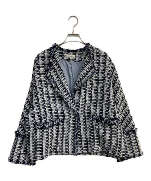 IENA（イエナ）IENA (イエナ) ＆NAVY ブルーツイードジャケット　24010900202010 ブルー×ホワイト サイズ:38の古着・服飾アイテム