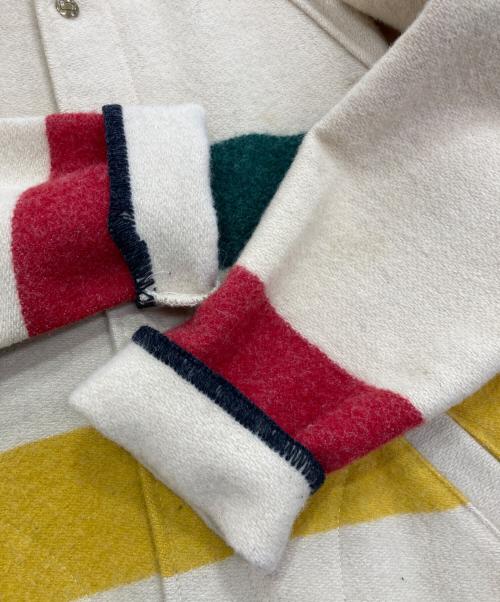 WOOLRICH（ウールリッチ）WOOLRICH (ウールリッチ) マルチボーダー ブランケット コート  USA製 70’ｓ　17239 ベージュ サイズ:Mの古着・服飾アイテム