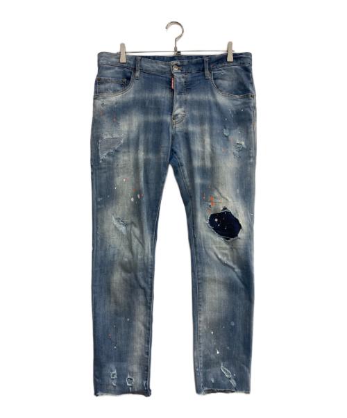 DSQUARED2（ディースクエアード）DSQUARED2 (ディースクエアード) TRASH LIGHT WASH SKATER JEANS　S74LB0807 インディゴ サイズ:50の古着・服飾アイテム