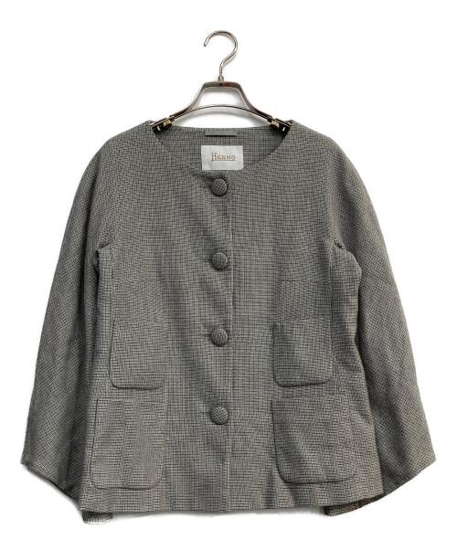 HERNO（ヘルノ）HERNO (ヘルノ) ノーカラージャケット グレー サイズ:42の古着・服飾アイテム