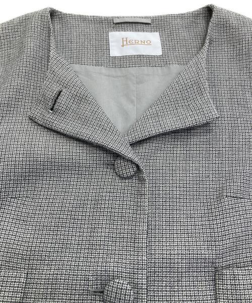 HERNO（ヘルノ）HERNO (ヘルノ) ノーカラージャケット グレー サイズ:42の古着・服飾アイテム
