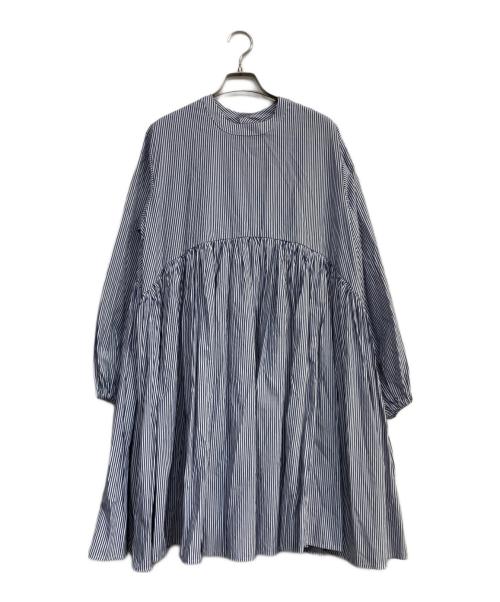 BEARDSLEY（ビアズリー）BEARDSLEY (ビアズリー) ストライプギャザーチュニック　BEZ1041104A0010 ブルー×ホワイト サイズ:Freeの古着・服飾アイテム