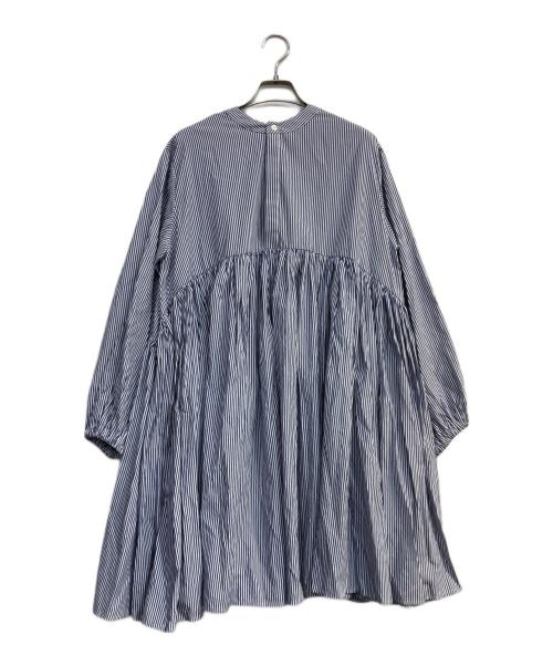 BEARDSLEY（ビアズリー）BEARDSLEY (ビアズリー) ストライプギャザーチュニック　BEZ1041104A0010 ブルー×ホワイト サイズ:Freeの古着・服飾アイテム