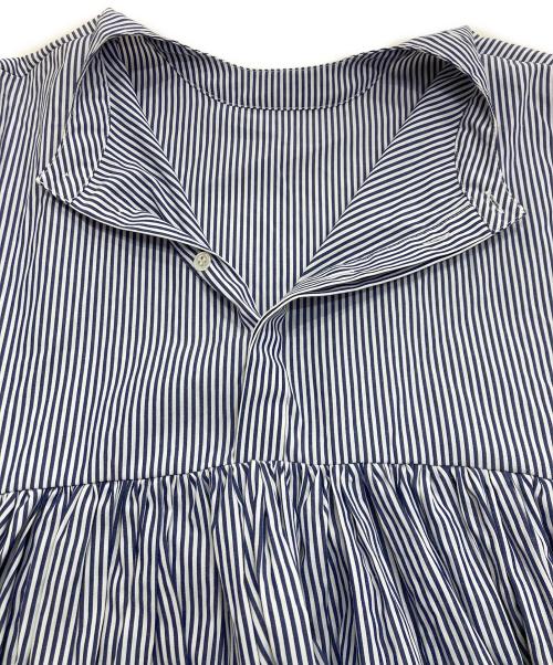 BEARDSLEY（ビアズリー）BEARDSLEY (ビアズリー) ストライプギャザーチュニック　BEZ1041104A0010 ブルー×ホワイト サイズ:Freeの古着・服飾アイテム