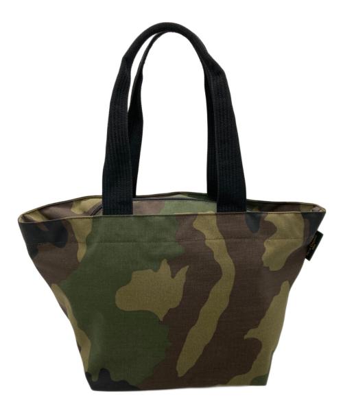 Herve Chapelier（エルベシャプリエ）Herve Chapelier (エルベシャプリエ) カモフラージュ ナイロン舟型トートM カーキ×ブラウンの古着・服飾アイテム