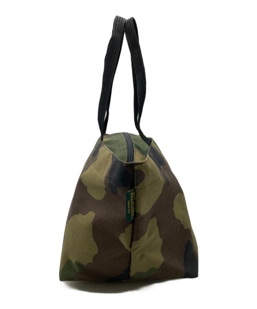 Herve Chapelier（エルベシャプリエ）Herve Chapelier (エルベシャプリエ) カモフラージュ ナイロン舟型トートM カーキ×ブラウンの古着・服飾アイテム
