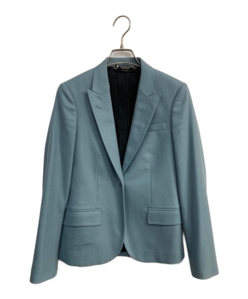 GUCCI（グッチ）GUCCI (グッチ) カシミヤ混テーラードジャケット ブルー サイズ:36の古着・服飾アイテム