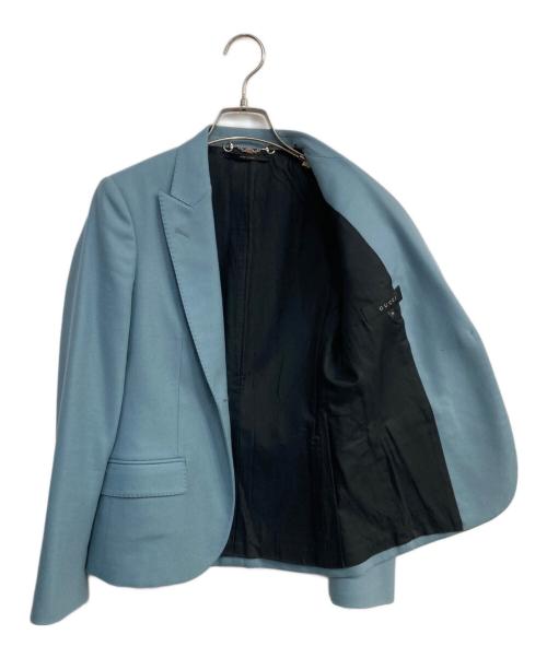 GUCCI（グッチ）GUCCI (グッチ) カシミヤ混テーラードジャケット ブルー サイズ:36の古着・服飾アイテム