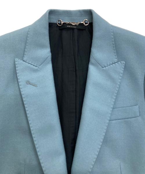 GUCCI（グッチ）GUCCI (グッチ) カシミヤ混テーラードジャケット ブルー サイズ:36の古着・服飾アイテム