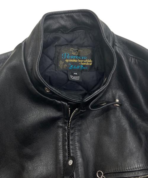 SCHOTT BROS.（ショット）SCHOTT BROS. (ショット) シングルライダースホースレザージャケット　USA製 Perfectoサボテンタグ復刻　641HH ブラック サイズ:46の古着・服飾アイテム