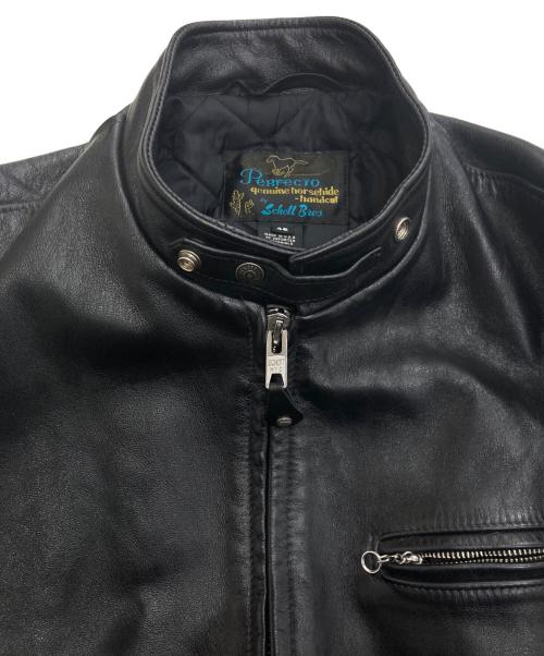 SCHOTT BROS.（ショット）SCHOTT BROS. (ショット) シングルライダースホースレザージャケット　USA製 Perfectoサボテンタグ復刻　641HH ブラック サイズ:46の古着・服飾アイテム