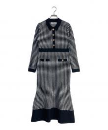 HER LIP TO（ハーリップトゥ）の古着「Buckingham Houndstooth Knit Dress」｜ブラック×ホワイト