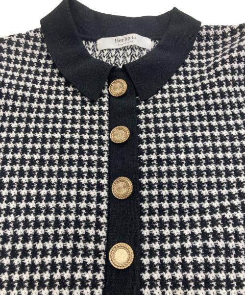 HER LIP TO（ハーリップトゥ）HER LIP TO (ハーリップトゥ) Buckingham Houndstooth Knit Dress ブラック×ホワイト サイズ:Ｍの古着・服飾アイテム