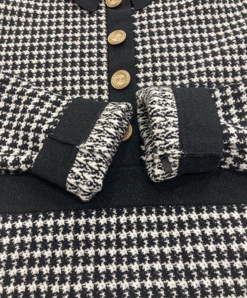 HER LIP TO（ハーリップトゥ）HER LIP TO (ハーリップトゥ) Buckingham Houndstooth Knit Dress ブラック×ホワイト サイズ:Ｍの古着・服飾アイテム