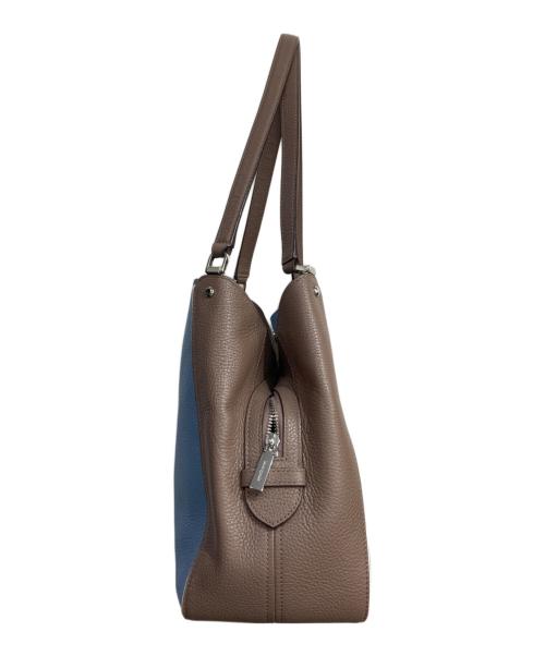 Kate Spade（ケイトスペード）Kate Spade (ケイトスペード) レイラカラーブロックトートバッグ ブルー×ブラウンの古着・服飾アイテム