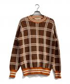 MARNIマルニ）の古着「チェック柄タートルネックニット　23AW　GCMD0454Q0 UFH544」｜オレンジ×ブラウン