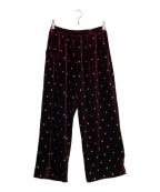 freadaフリーダ）の古着「小花刺繍 ベロアパンツ」｜レッド