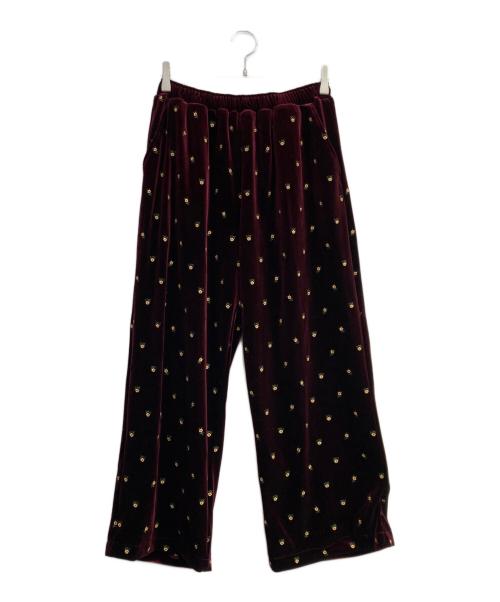 freada（フリーダ）freada (フリーダ) 小花刺繍 ベロアパンツ レッド サイズ:Freeの古着・服飾アイテム