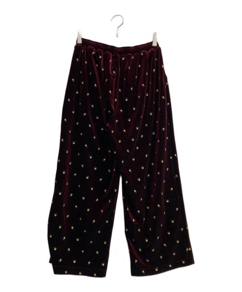 freada（フリーダ）freada (フリーダ) 小花刺繍 ベロアパンツ レッド サイズ:Freeの古着・服飾アイテム