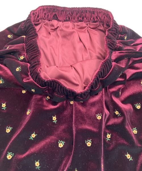 freada（フリーダ）freada (フリーダ) 小花刺繍 ベロアパンツ レッド サイズ:Freeの古着・服飾アイテム