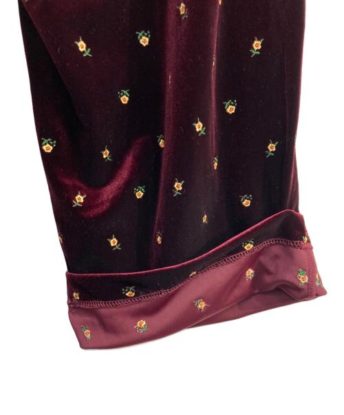 freada（フリーダ）freada (フリーダ) 小花刺繍 ベロアパンツ レッド サイズ:Freeの古着・服飾アイテム