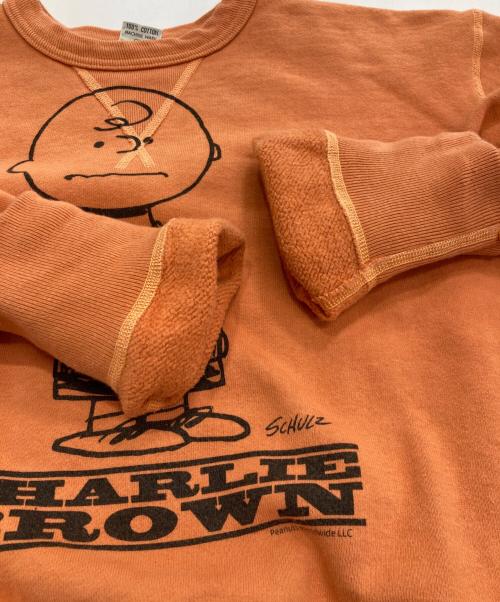 BUZZ RICKSON'S（バズリクソンズ）Buzz Rickson's (バズリクソンズ) PEANUTS (ピーナッツ) BEAMS BOY (ビームスボーイ) コラボプリントスウェット オレンジ サイズ:Mの古着・服飾アイテム