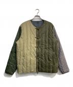 TAION×BEAMS Lightsタイオン×ビームスライト）の古着「REVERSIBLE CHINA BUTTON INNER DOWN JACKET」｜カーキ×ベージュ