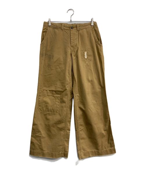 POLO RALPH LAUREN（ポロ・ラルフローレン）POLO RALPH LAUREN (ポロ・ラルフローレン) リペアダメージ加工ストレートパンツ ブラウン サイズ: W30×L30の古着・服飾アイテム