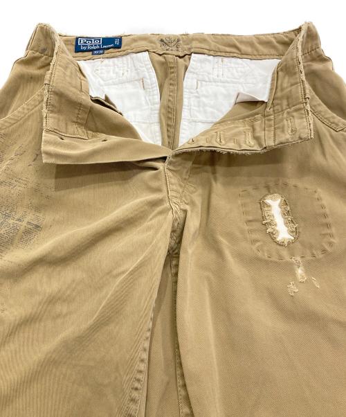 POLO RALPH LAUREN（ポロ・ラルフローレン）POLO RALPH LAUREN (ポロ・ラルフローレン) リペアダメージ加工ストレートパンツ ブラウン サイズ: W30×L30の古着・服飾アイテム