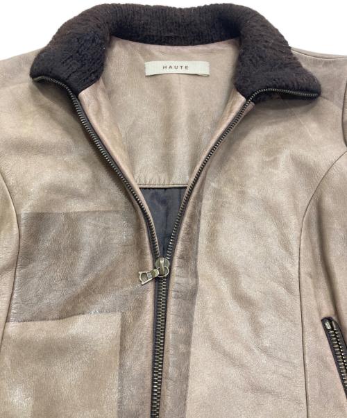 HAUTE（オート）HAUTE (オート) レザージャケット ブラウン サイズ:40の古着・服飾アイテム