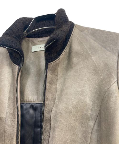 HAUTE（オート）HAUTE (オート) レザージャケット ブラウン サイズ:40の古着・服飾アイテム