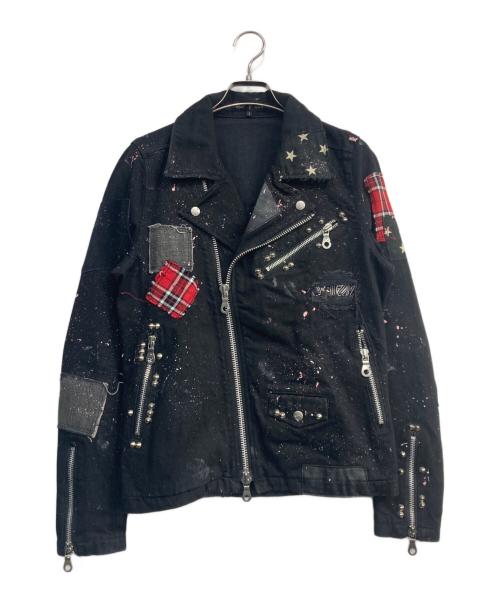 NO ID.（ノーアイディー）NO ID. (ノーアイディー) OVERDESIGN (オーバーデザイン) ダブルライダースジャケット　441035-443B ブラック サイズ:1の古着・服飾アイテム