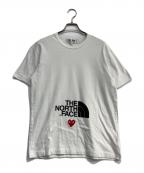 PLAY COMME des GARCONS×THE NORTH FACEプレイコムデギャルソン×ザ ノース フェイス）の古着「ハートワッペン ロゴプリントTシャツ」｜ホワイト