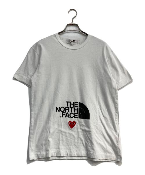 PLAY COMME des GARCONS（プレイコムデギャルソン）PLAY COMME des GARCONS (プレイコムデギャルソン) THE NORTH FACE (ザ ノース フェイス) ハートワッペン ロゴプリントTシャツ ホワイト サイズ:Lの古着・服飾アイテム