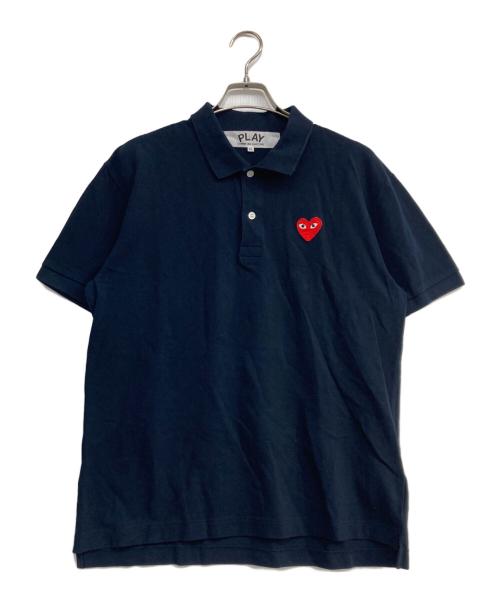 PLAY COMME des GARCONS（プレイコムデギャルソン）PLAY COMME des GARCONS (プレイコムデギャルソン) ハートワッペンポロシャツ ネイビー サイズ:XLの古着・服飾アイテム