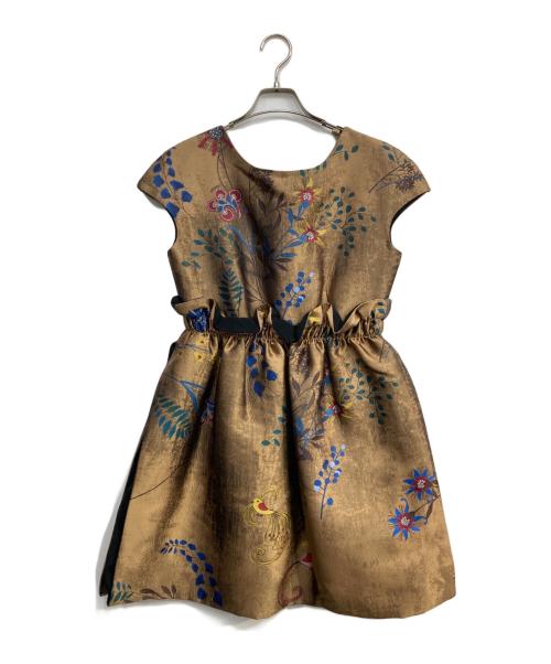 FENDI（フェンディ）FENDI (フェンディ) Cap-Sleeve Botanical Wallpaper-Print Mini Dress ブラウン サイズ:Sの古着・服飾アイテム
