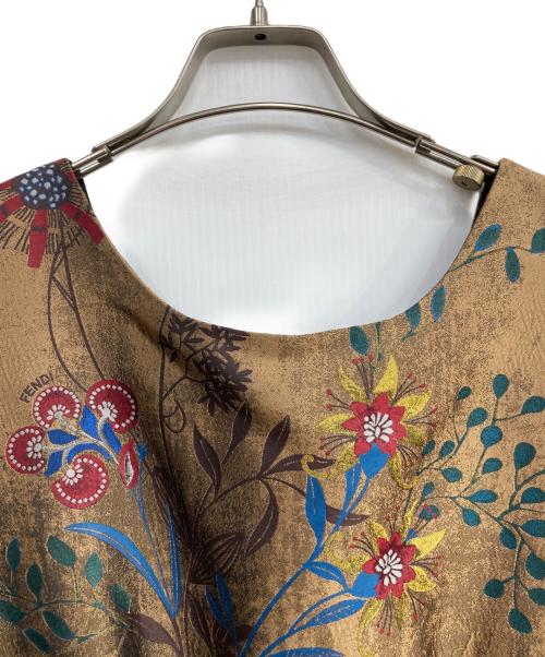 FENDI（フェンディ）FENDI (フェンディ) Cap-Sleeve Botanical Wallpaper-Print Mini Dress ブラウン サイズ:Sの古着・服飾アイテム