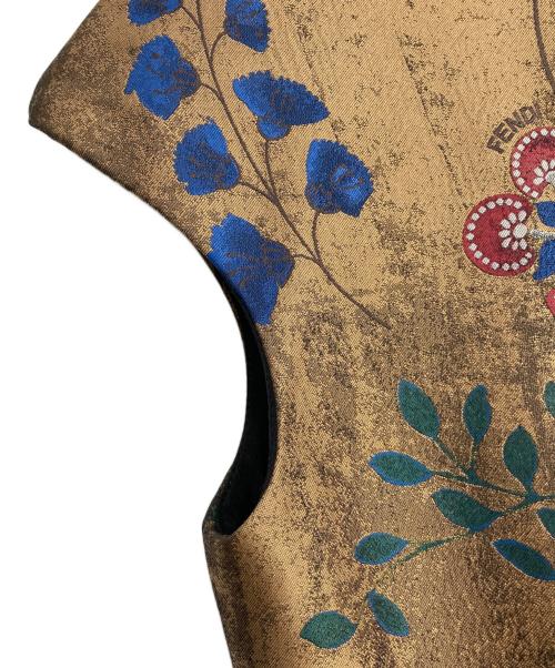 FENDI（フェンディ）FENDI (フェンディ) Cap-Sleeve Botanical Wallpaper-Print Mini Dress ブラウン サイズ:Sの古着・服飾アイテム