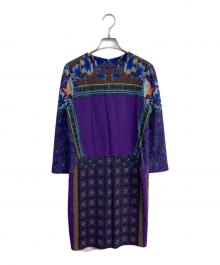 ETRO（エトロ）の古着「ウール×レーヨン総柄ワンピース　122-15473-5773」｜パープル
