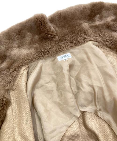 FOXEY（フォクシー）FOXEY (フォクシー) カシミヤシルクファージャケット　10670-AW9917B ベージュ サイズ:40の古着・服飾アイテム