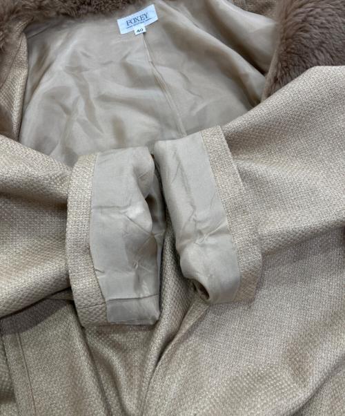 FOXEY（フォクシー）FOXEY (フォクシー) カシミヤシルクファージャケット　10670-AW9917B ベージュ サイズ:40の古着・服飾アイテム