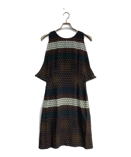 MARNI（マルニ）MARNI (マルニ) シルクワンピース ブラウン×ブラック サイズ:38の古着・服飾アイテム