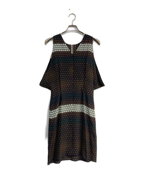 MARNI（マルニ）MARNI (マルニ) シルクワンピース ブラウン×ブラック サイズ:38の古着・服飾アイテム
