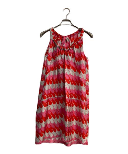 MARNI（マルニ）MARNI (マルニ) シルク総柄ワンピース レッド×ピンク サイズ:42の古着・服飾アイテム