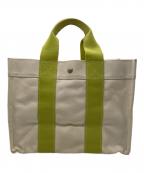 HERMESエルメス）の古着「キャンバストートバッグ」｜ベージュ×グリーン